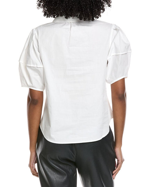 Gracia Flower Front Short Sleeve Shirt White Small 3