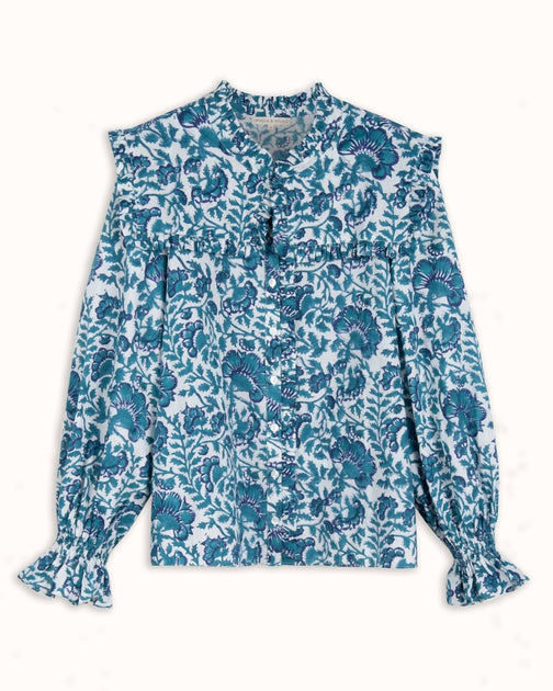 Ophelia & Indigo Beth Blouse Blue XS 4