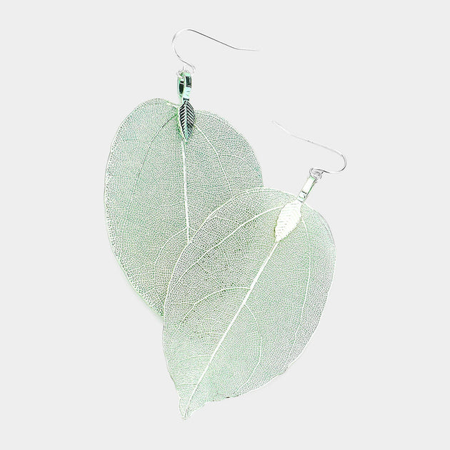 Fashnzfab Nature Inspire Dipped Leaf Earrings Mint Green 3