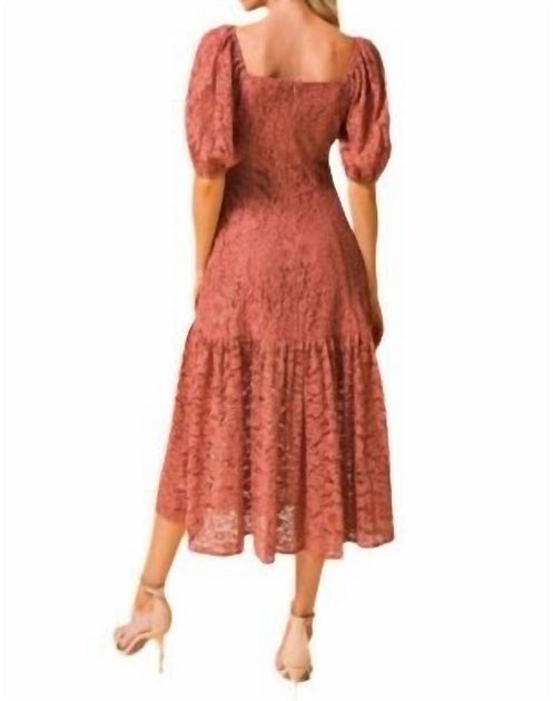 Flying Tomato Spitzenkleid mit Puffärmeln Midi Pink Large 3