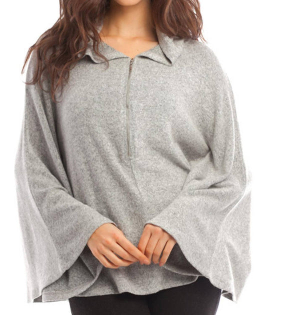 french kyss Sophia Kashmira Hooded Poncho Grey Large 2