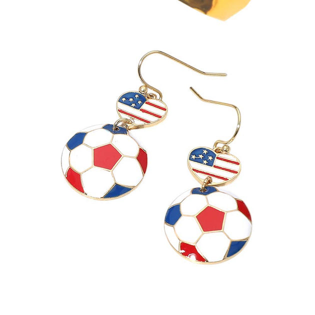 FASHNZFAB Soccer Ball Link Drop Earrings Multi 3