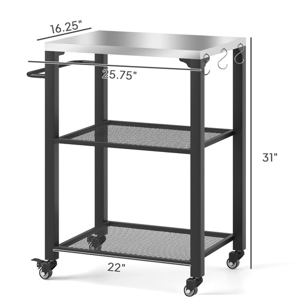 Hivvago Mobile Pizza Oven Table Silver Tone Black 4