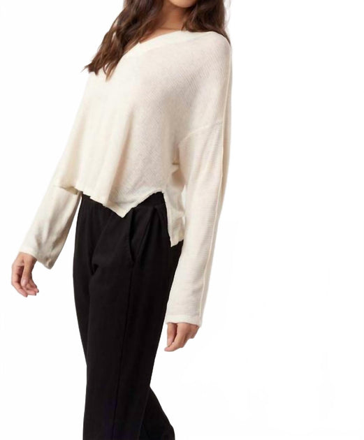 Project Social T Underground Burnout Thermal V-Neck Long Sleeve Beige XSmall 4