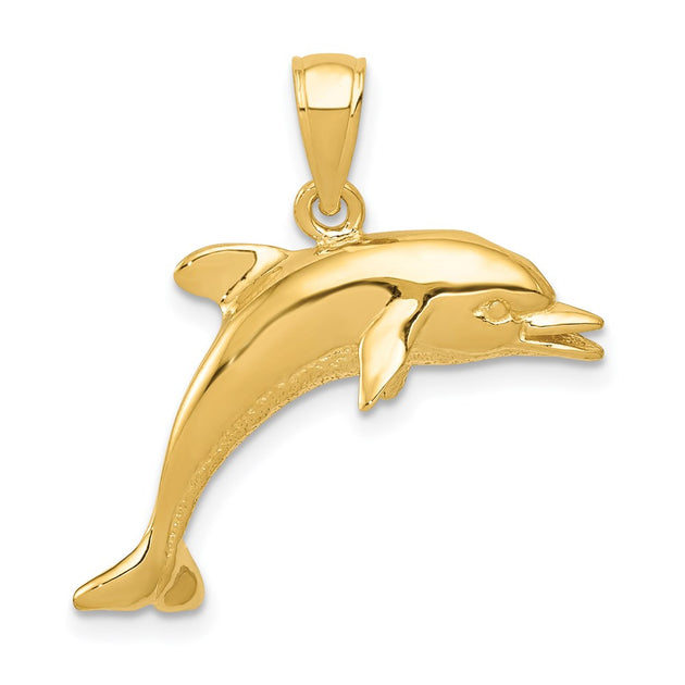 Diamond2Deal Jumping Dolphin Pendant Yellow Gold 3
