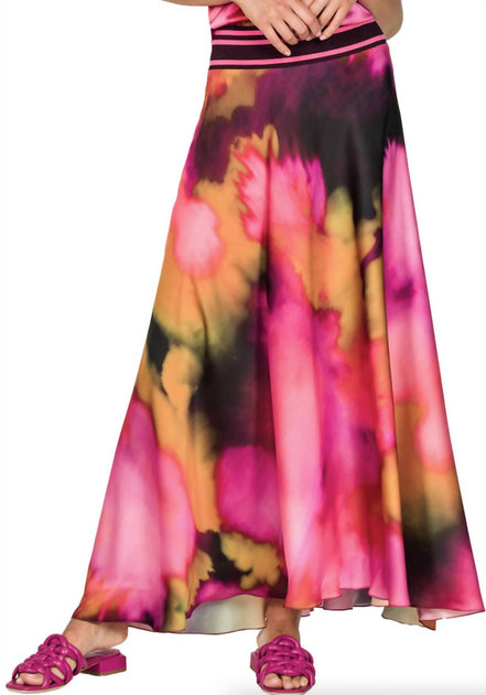 Beate Heymann Wild Abstract Satin Maxi Skirt Multi 38 4