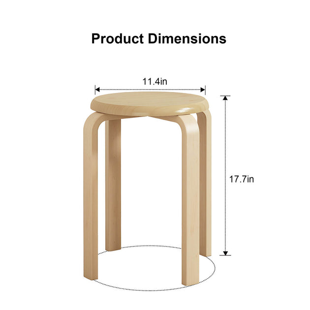 Streamdale Stackable Bentwood Stool Set of 4 Natural 3