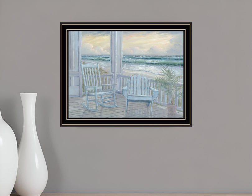 Hivvago Coastal Porch Schwarz gerahmter Kunstdruck Wandkunst 7