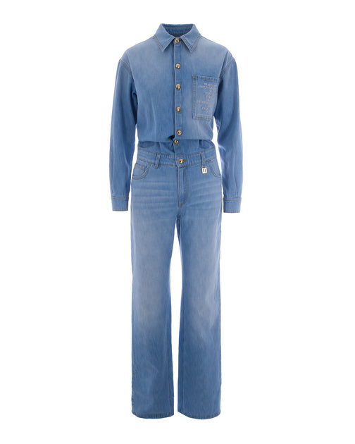 Elisabetta Franchi Denim Jumpsuit Blue EU 38 2