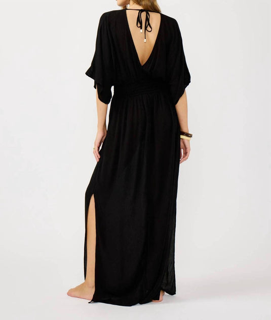 LOVESTITCH Bohemian Kimono Sleeve Maxi Dress Black Small/Medium 3