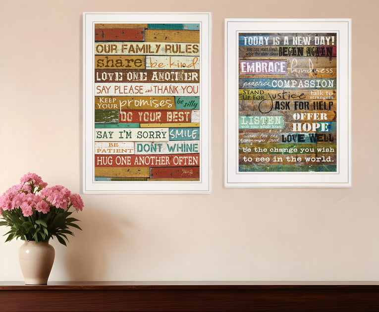 Hivvago Set of Two Today Is Framed Print Wall Art White 2