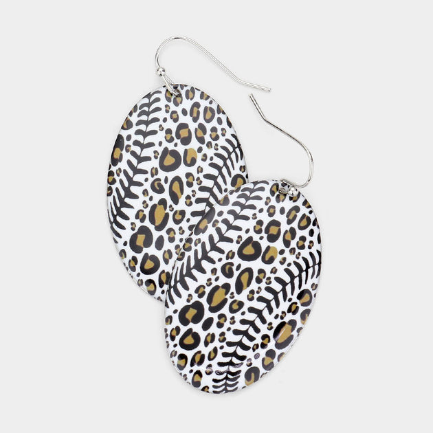 FASHNZFAB Leopard Oval Dangle Earrings Gold 2