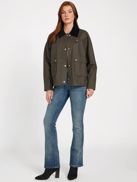 Guess Factory Tam Waxed Barn Jacket Green Medium 3