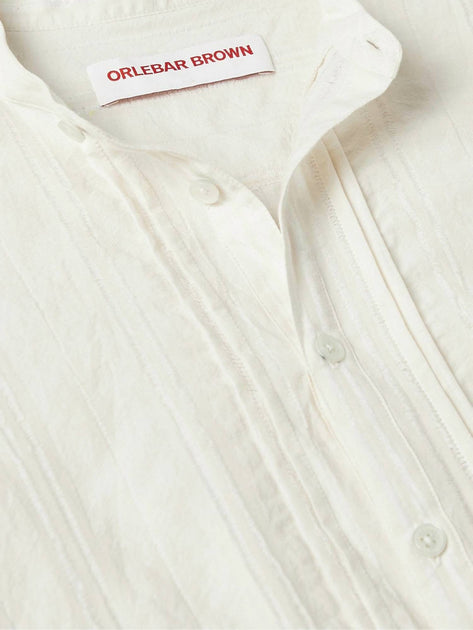 Orlebar Brown Hemlock Grandad Collar Shirt Blanc Large 4