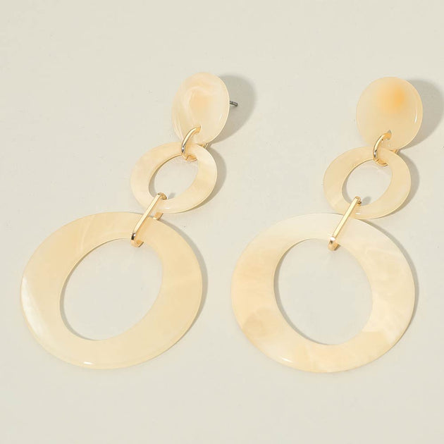 FASHNZFAB Geometric Resin Circle Link Drop Earrings Multi 2