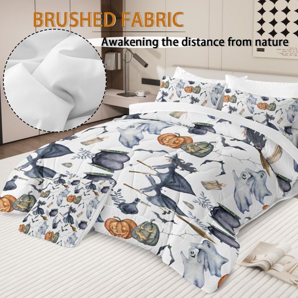 AOROBI Ensemble de Couette Halloween 8 Pièces, Motif Sorcière 5