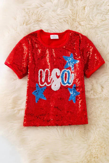 KIDSCHARM Kid's USA Sequin Tee Red 4-6 Years 2