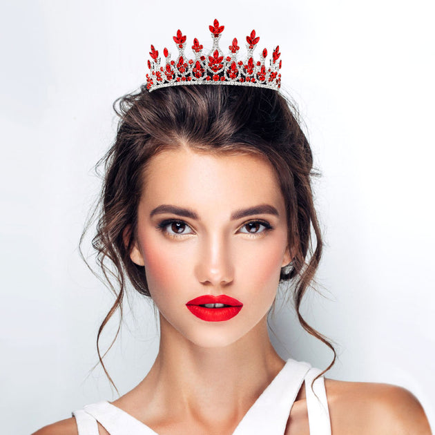 FASHNZFAB Marquise Stone Cluster Royal Crown Princess Tiara Black 4