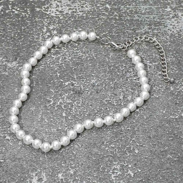 FASHNZFAB Classic Pearl Necklace Silver One Size 3