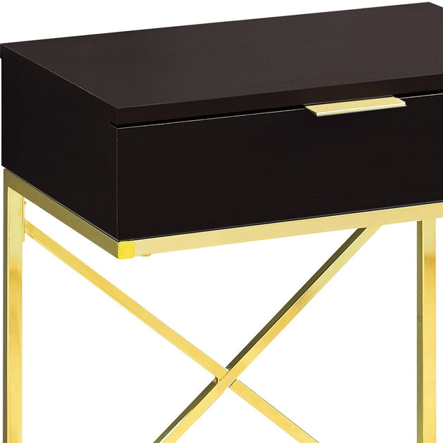 Hivvago End Table Gold/Black 24in 3