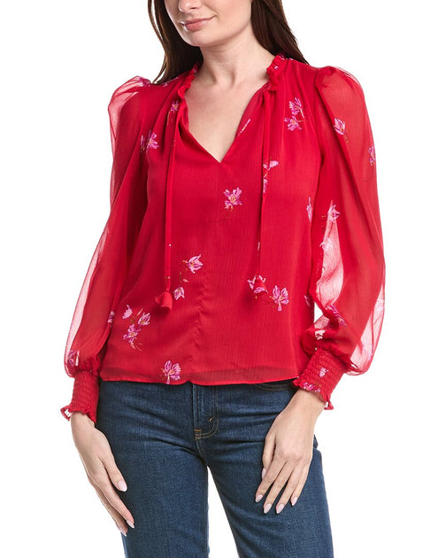 CeCe Ruffle Blouse Red XS 2