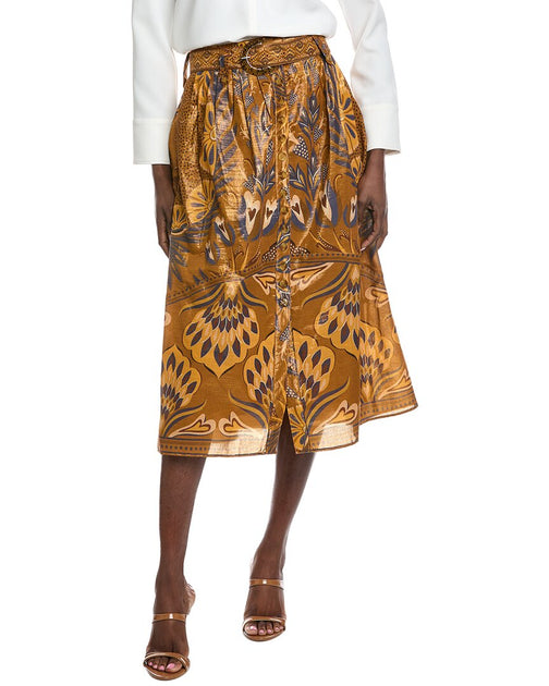 FARM Rio Heart Forest Gold Midi Skirt Brown XLarge 2