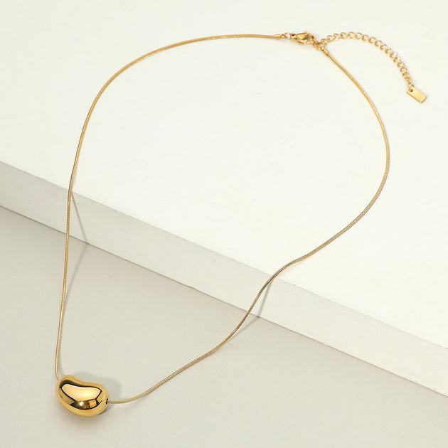 FASHNZFAB Bean Pendant Necklace Gold One Size 3