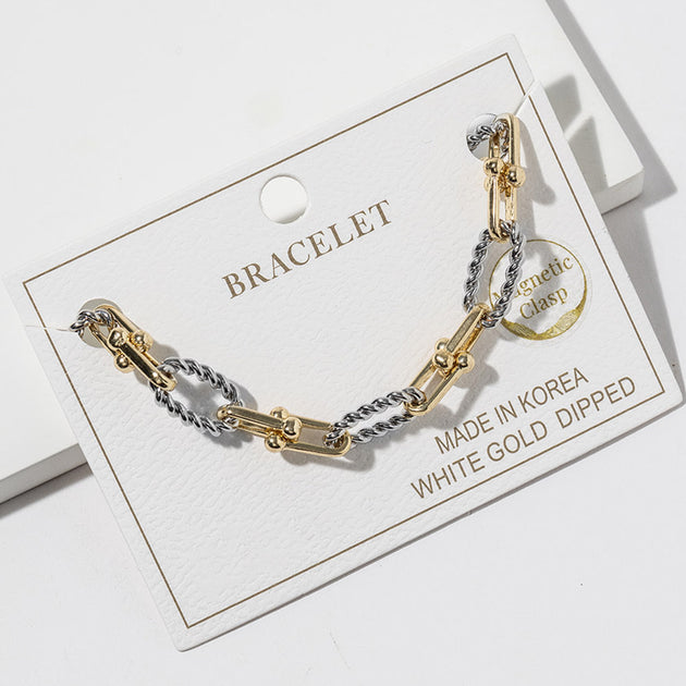 FASHNZFAB Chunky Chain Link Magnetic Bracelet Gold 3