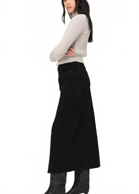 Warp + Weft SMX Denim Maxi Skirt Black 27 3