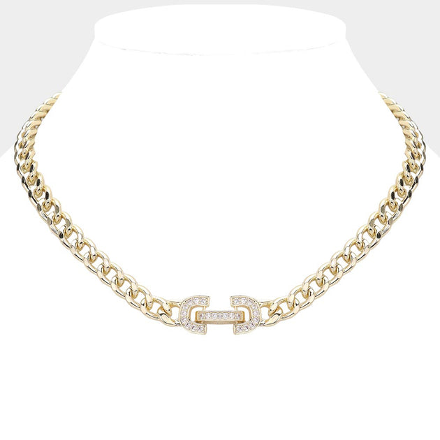 FASHNZFAB Pointed Chain Necklace Gold One Size 2