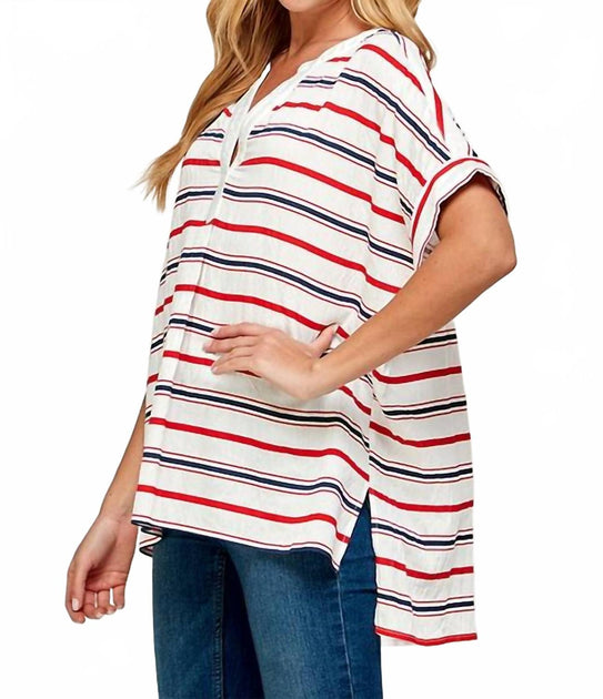 Twenty Ten Striped Tunic Top Red Small 4