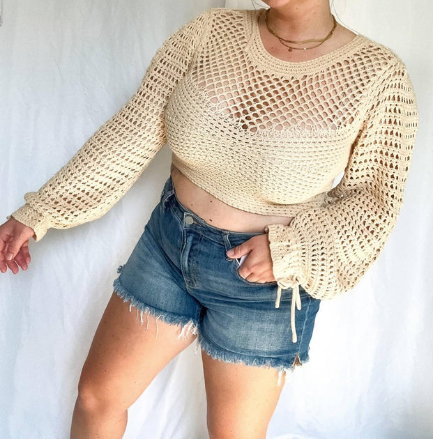 LE LIS Malia Crochet Top Beige XSmall 4