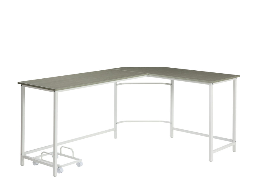 Hivvago 66" L Shape Computer Desk Gray White 2