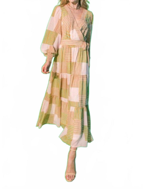 FLYING TOMATO Stripes Printed Woven Midi Dress 2