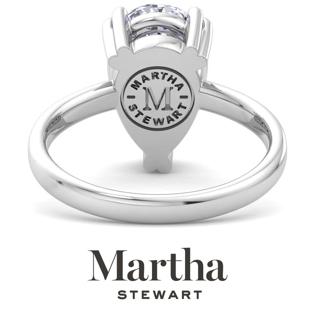 Martha Stewart Pear Shape Lab Grown Diamond Solitaire Ring White Gold US 6.5 7