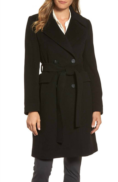 Diane von Furstenberg Wool Wrap Coat Black US 2 2