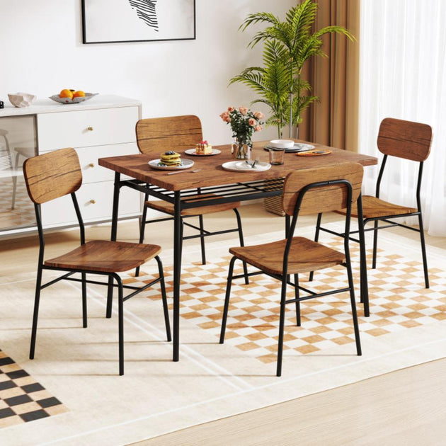 Hivvago 5-Piece Dining Set Brown 3