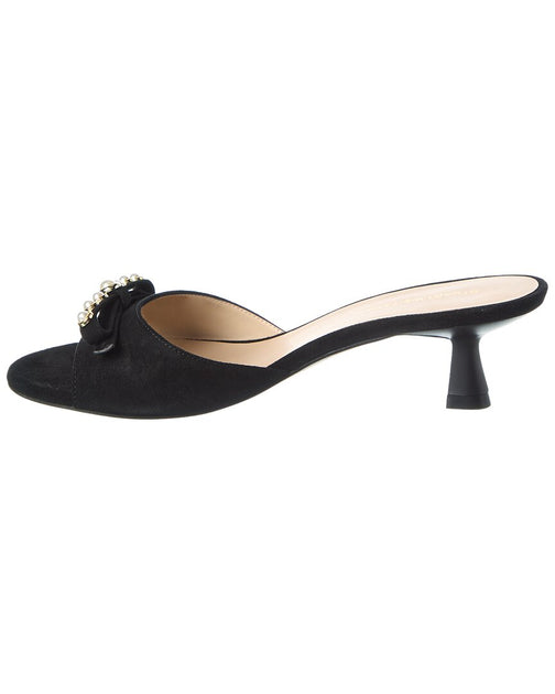 Stuart Weitzman Luella 50 Suede Sandal Black US 8.5 3