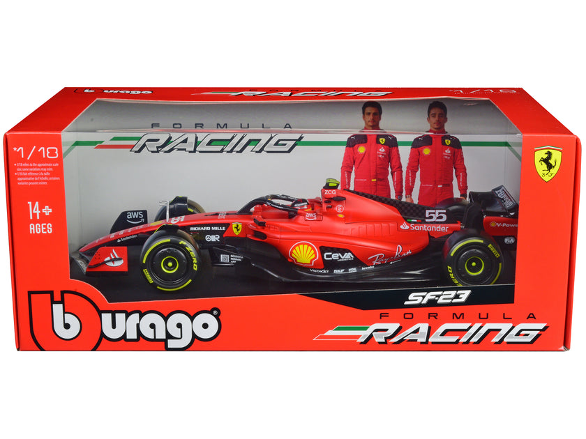 Bburago Ferrari SF-23 #55 Carlos Sainz Formula One 1:18 Diecast Model Red 3