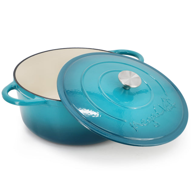 Megachef Round Enameled Cast Iron Dutch Oven Light Blue 6.35 Quart 4