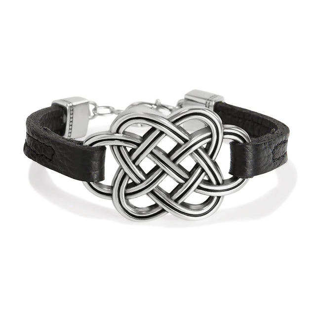 Collana Brighton INTERLOK TRALLIS Reversibile | Pelle Nera E Argento | Nuova Con Etichette