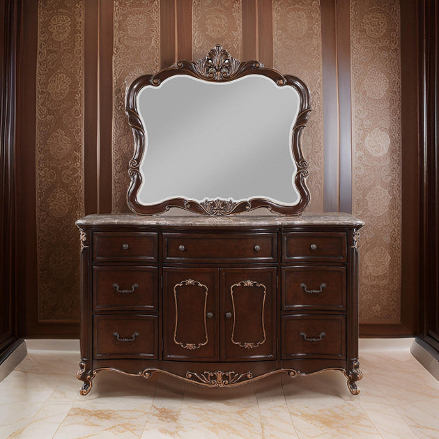 Hivvago Leon Dresser Mirror Dark Walnut 3