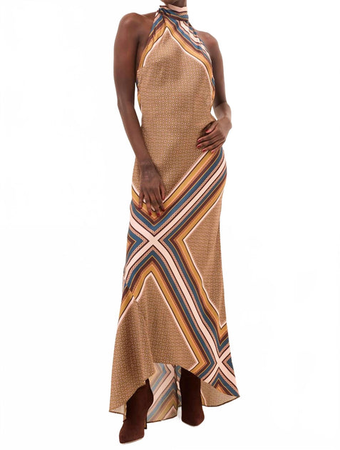 Misa Los Angeles Minerva Halter Maxi Dress Brown Medium 2