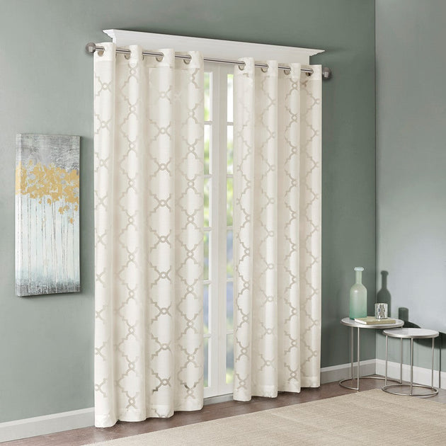 BreeBe Fretwork Burnout Sheer Curtain Panel 6