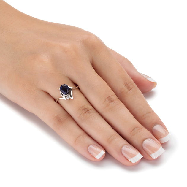 Palm Birthstone Crystal Silvertone Ring Multi US 9 4