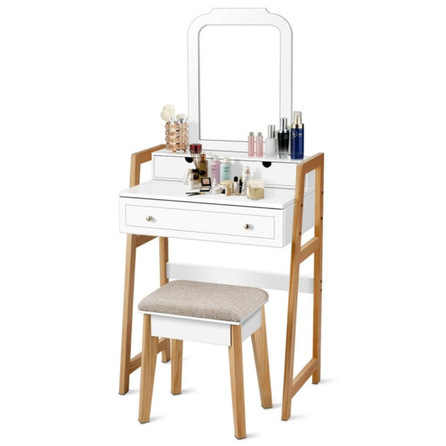 Hivvago Vanity Table Set White 2