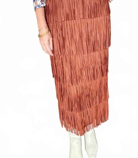 Anonyme Fringes Skirt Red Medium 4