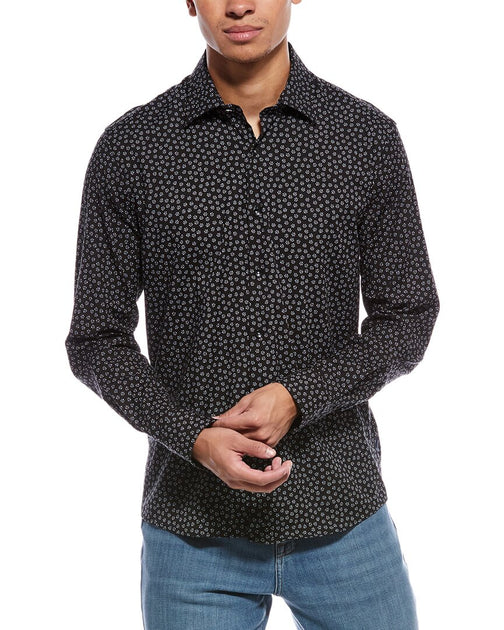 Stone Rose Stretch Print Shirt Grey Small 2