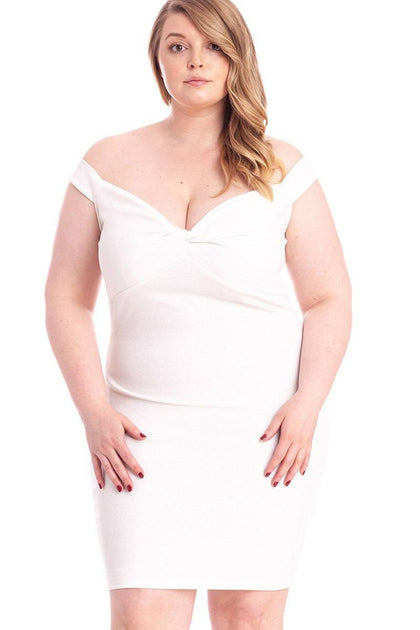 TRUEDAMES Robe Mini Glitter Épaules Dénudées Ivory/Black 3X 2