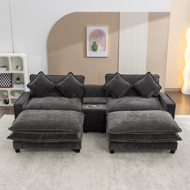Streamdale Chenille Sectional Sofa Blue 6